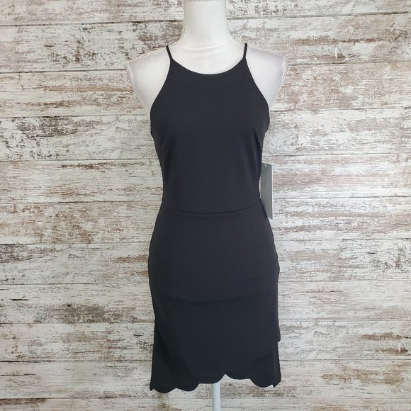 LOVE, NICKIE LEW Black Scalloped Hem Mini Dress - Picture 12 of 12